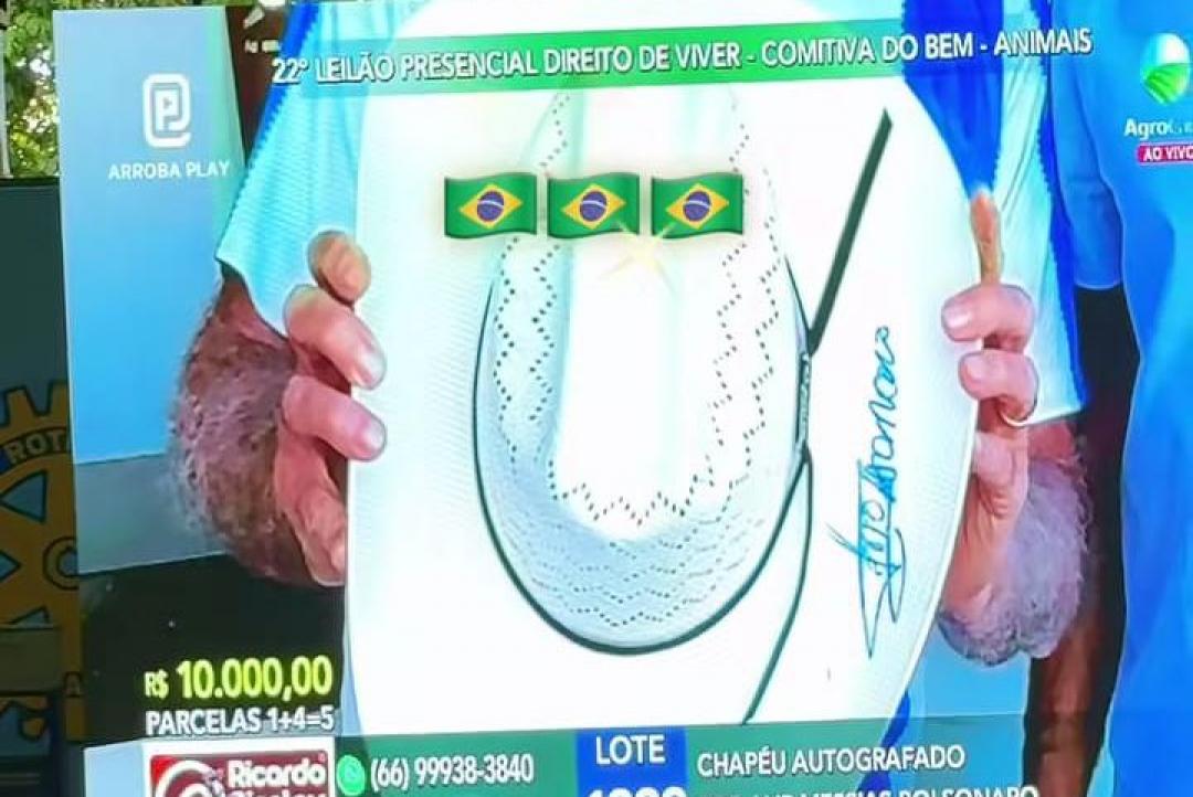 Alta Floresta : Chapéu assinado por Bolsonaro rende R$ 55 Mil em leilão  