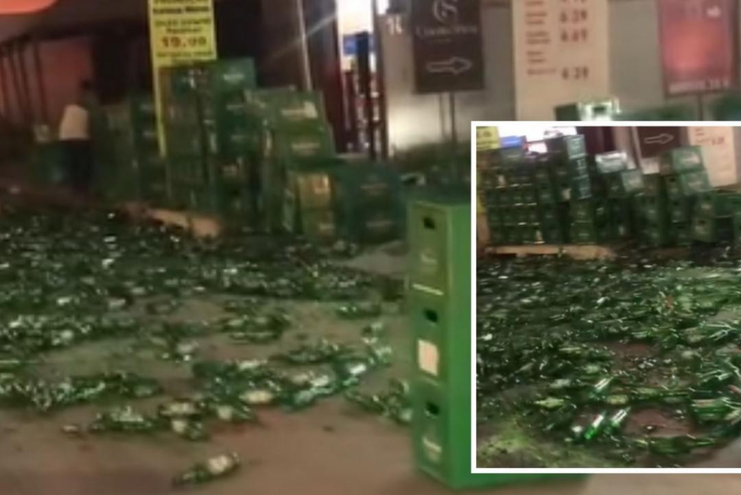 Caminhão de Cerveja que viria para Alta Floresta tomba em Várzea Grande