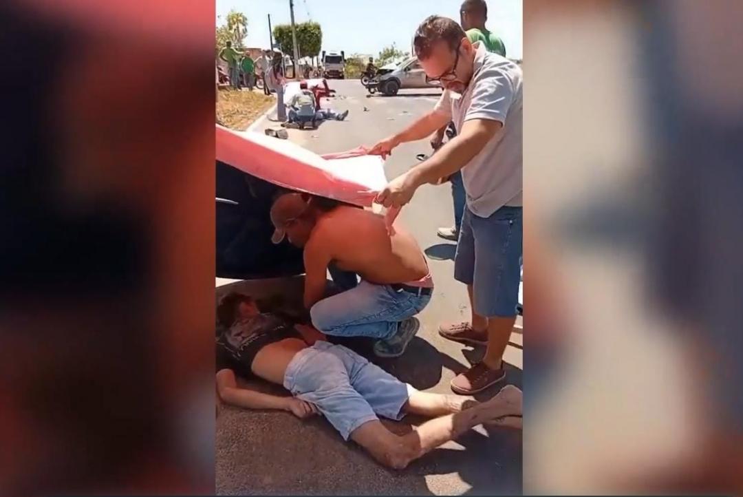 Moto e carro batem em Alta Floresta: dois feridos